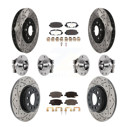 Kit de rotors et plaquettes de frein revêtus de roulement de moyeu avant et arrière (10 pièces) pour Jeep Compass AW