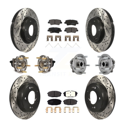 Kit de rotors et plaquettes de frein à disque revêtus de roulement de moyeu avant et arrière (10 pièces) pour Kia Sou
