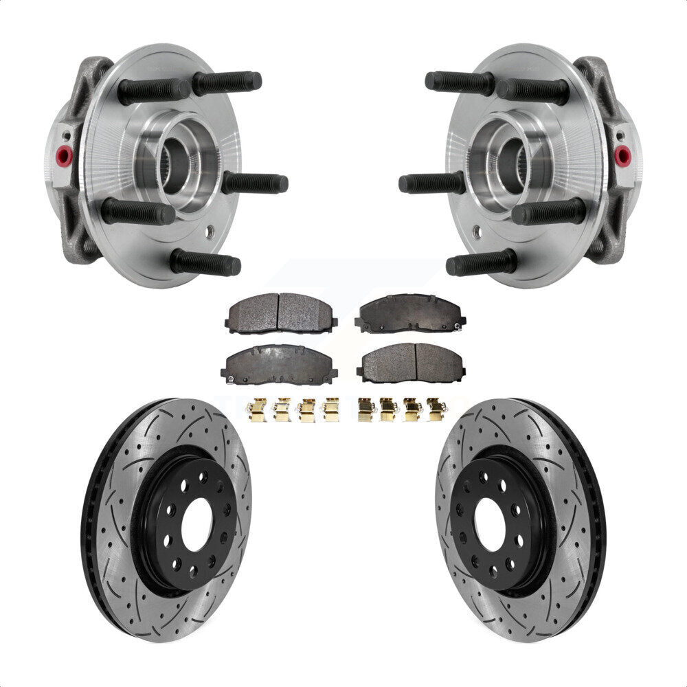 Kit de Rotor et de plaquettes de frein à fente percée, roulement de moyeu avant pour Jeep Wrangler Gladiato