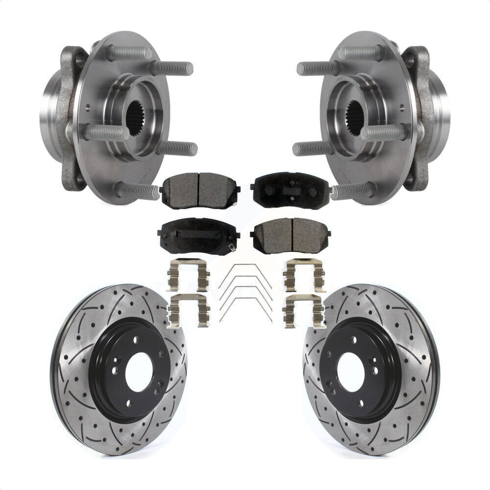 Kit de plaquettes de Rotor de frein, roulement de moyeu avant, fente percée, pour Kia Hyundai Forte Elantr