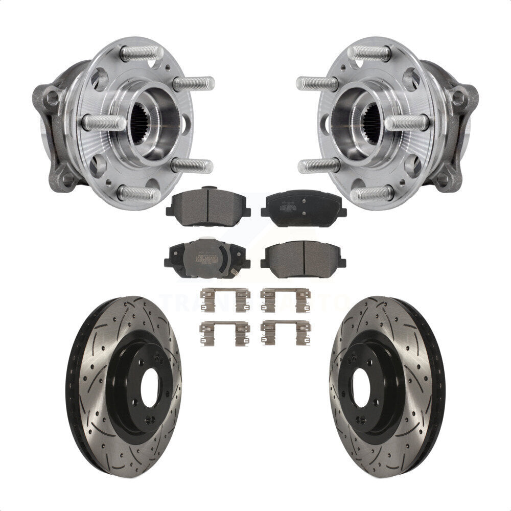 Kit de plaquettes de Rotor de frein, roulement de moyeu avant, fente de perçage, pour Hyundai Santa F 2019 – 2020
