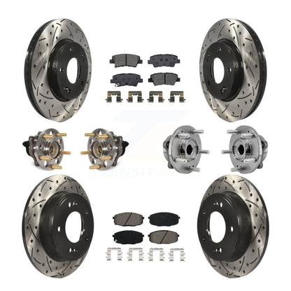Kit de rotors et plaquettes de frein à disque revêtus de roulement de moyeu avant et arrière (10 pièces) pour Kia Sou