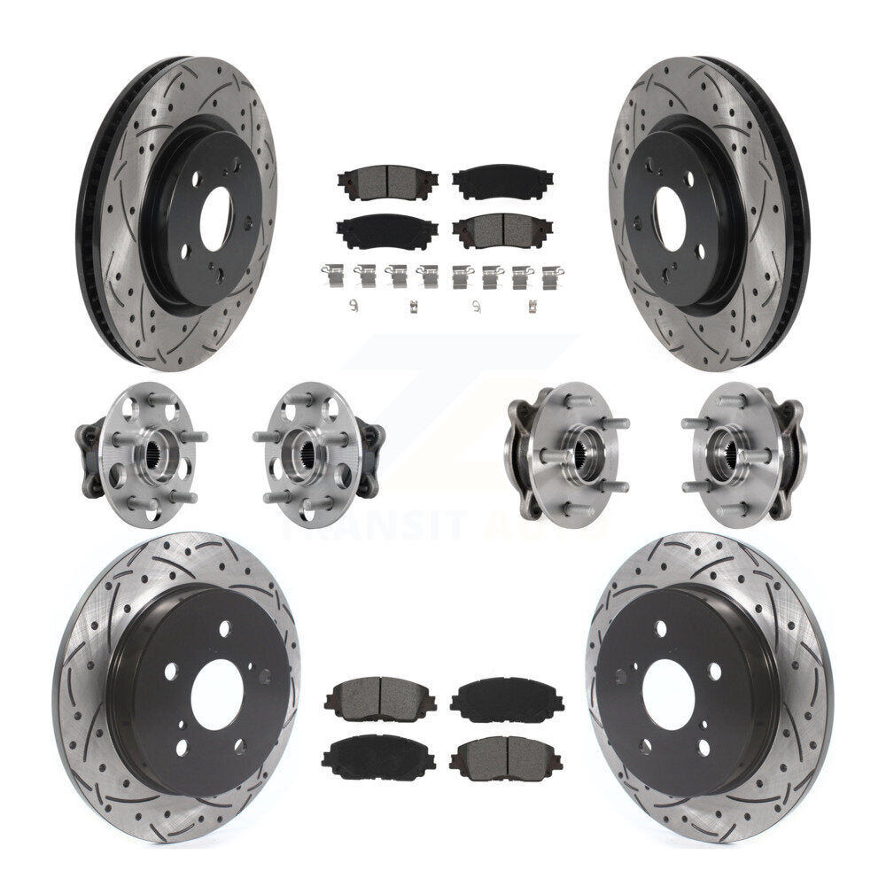 Kit de plaquettes de rotor de frein enduites de roulement de moyeu avant et arrière (10 pièces) pour Toyota Camry Lexu