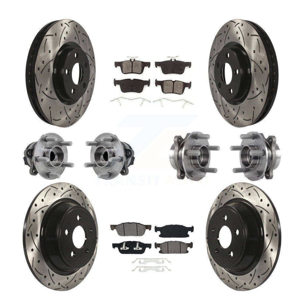 Kit de plaquettes de rotor de frein revêtues de roulement de moyeu avant et arrière (10 pièces) pour Ford Edge FW 15-18