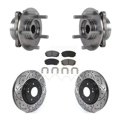 Kit de plaquettes de Rotor de frein, roulement de moyeu avant, fente percée, pour Kia Hyundai Forte Elantr