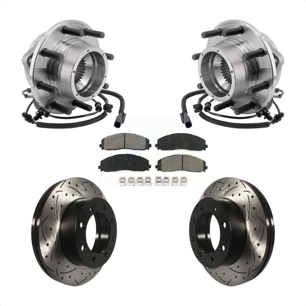Kit de plaquettes de Rotor de frein, roulement de moyeu avant, fente percée, pour Ford F-350 Super Duty 4W