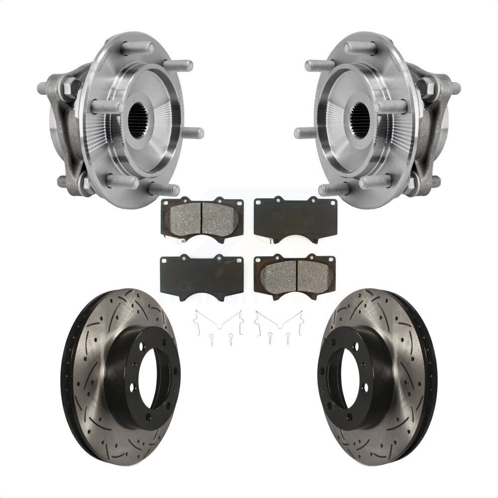 Kit de plaquettes de Rotor de frein, roulement de moyeu avant, fente percée, pour Toyota Tacoma 4Runner F