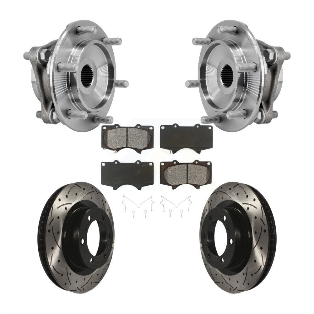 Kit de plaquettes de Rotor de frein, roulement de moyeu avant, fente de perçage, pour Toyota 4Runner Lexus GX46