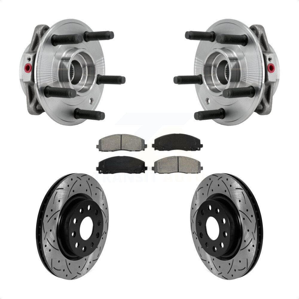 Ensemble de roulements de moyeu avant, fente de perçage, Kit de plaquettes de Rotor de frein pour Jeep Wrangle