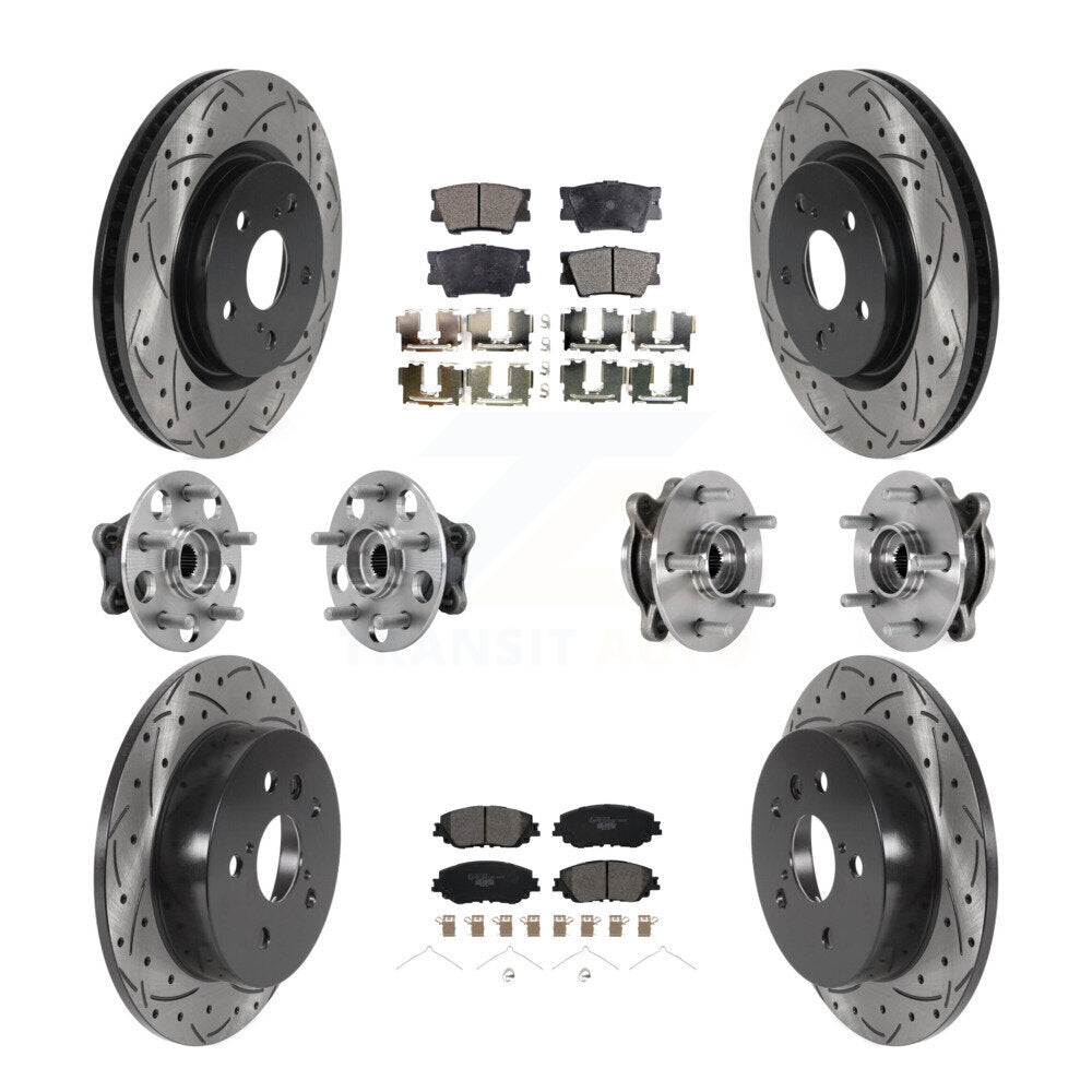 Kit de rotor et de plaquettes de frein à disque revêtus de roulement de moyeu avant et arrière (10 pièces) pour Toyota Camr