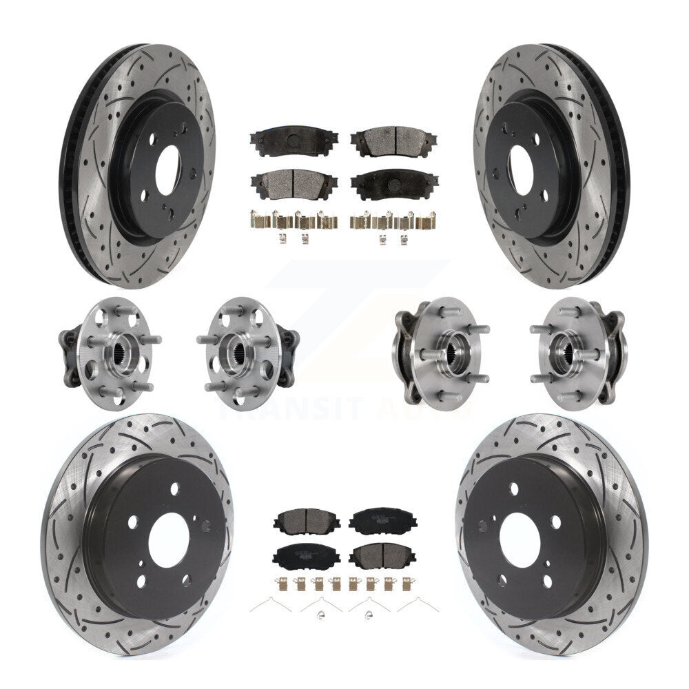 Kit de plaquettes de rotor de frein enduites de roulement de moyeu avant et arrière (10 pièces) pour Toyota Camry Lexu