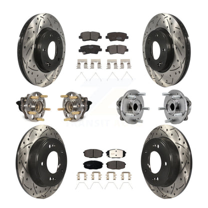 Kit de rotors et plaquettes de frein à disque revêtus de roulement de moyeu avant et arrière (10 pièces) pour Kia Sou