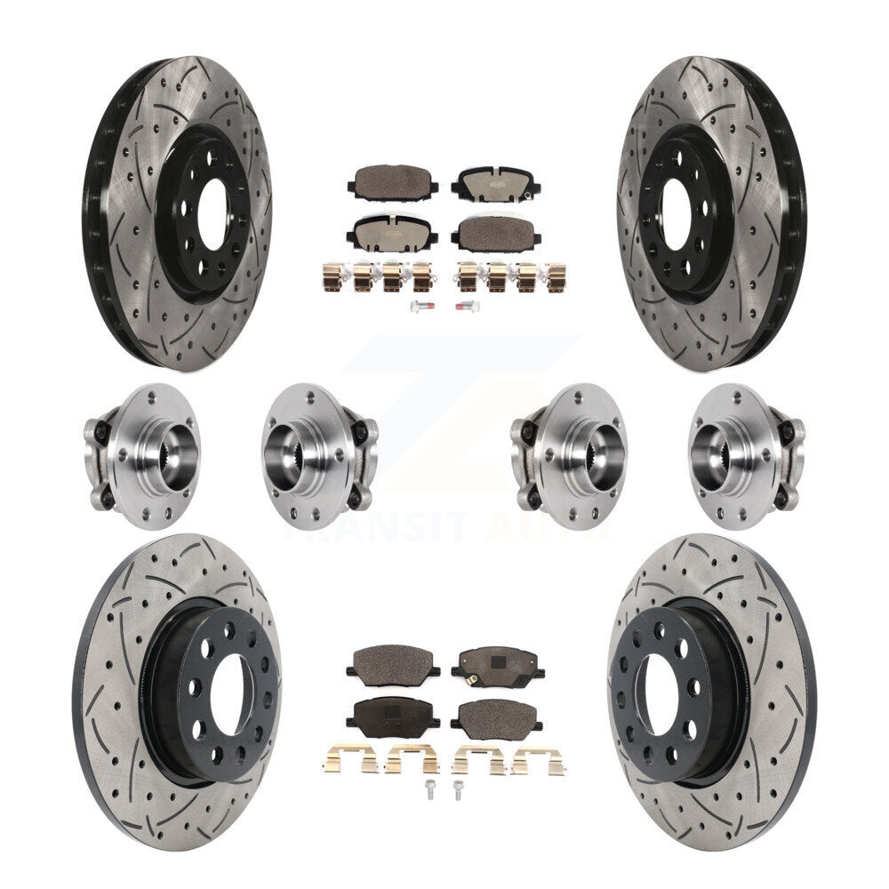 Kit de rotors et plaquettes de frein revêtus de roulement de moyeu avant et arrière (10 pièces) pour Jeep Compass AW