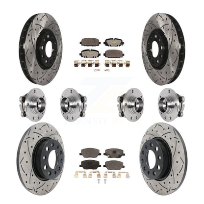 Kit de rotors et plaquettes de frein revêtus de roulement de moyeu avant et arrière (10 pièces) pour Jeep Compass AW