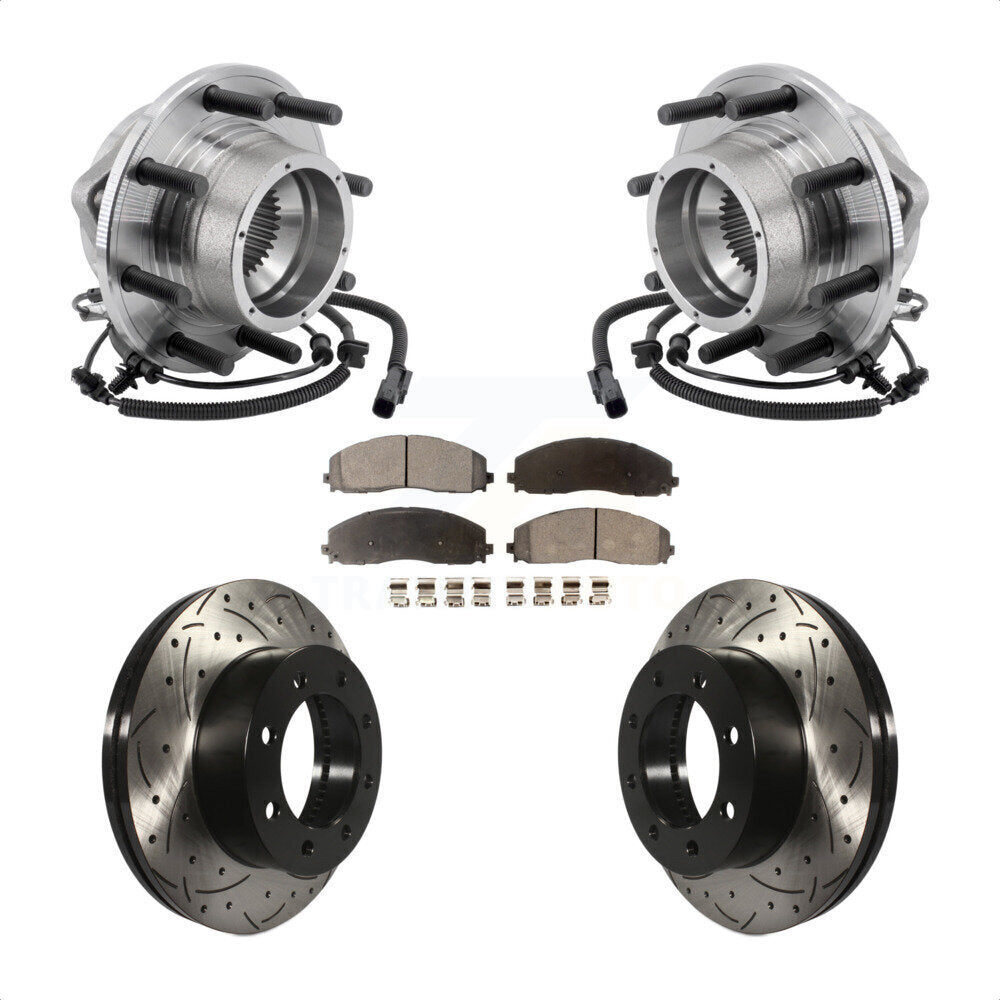 Kit de plaquettes de Rotor de frein, roulement de moyeu avant, fente percée, pour Ford F-350 Super Duty 4W