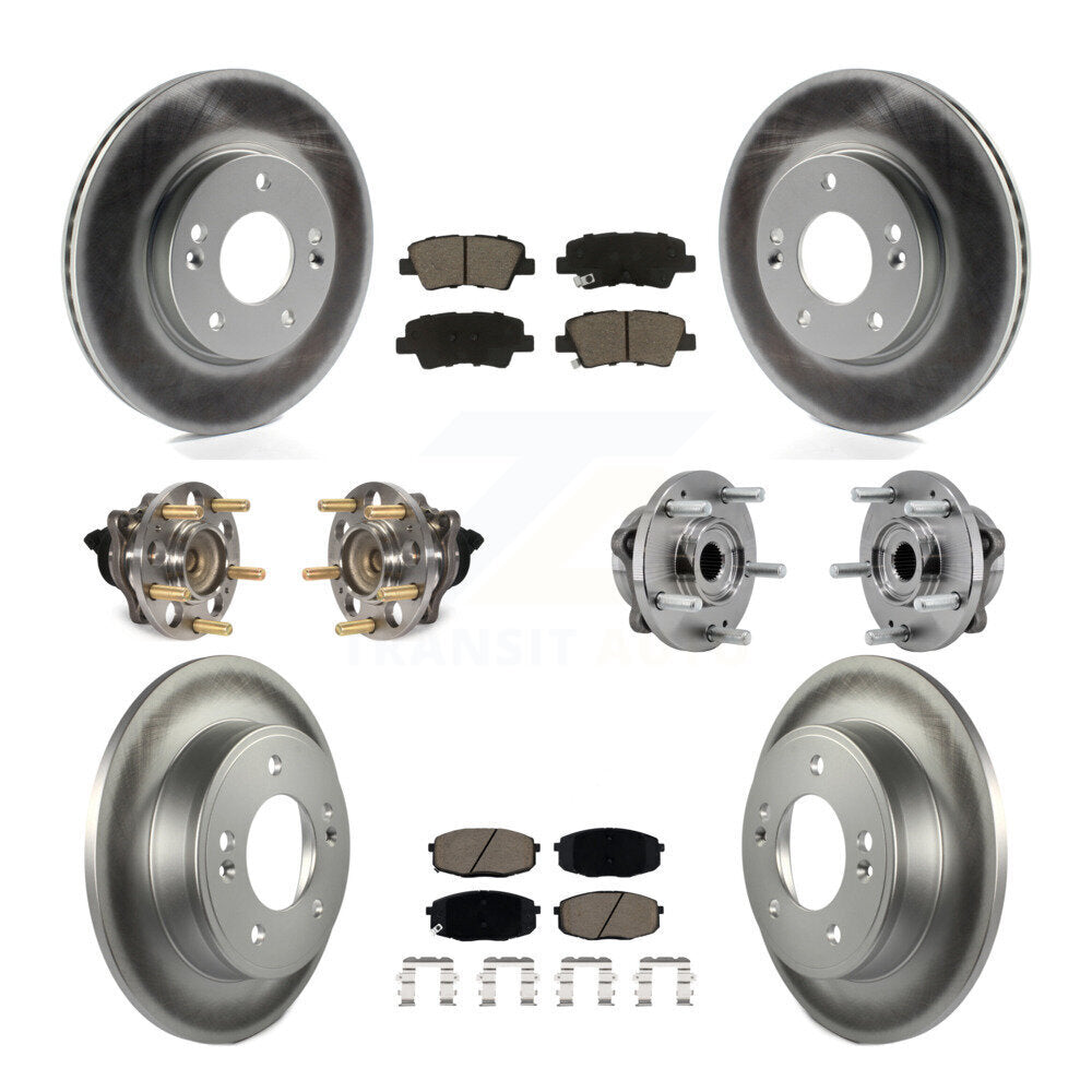 Kit de rotors et plaquettes de frein à disque revêtus de roulement de moyeu avant et arrière (10 pièces) pour Kia Sou