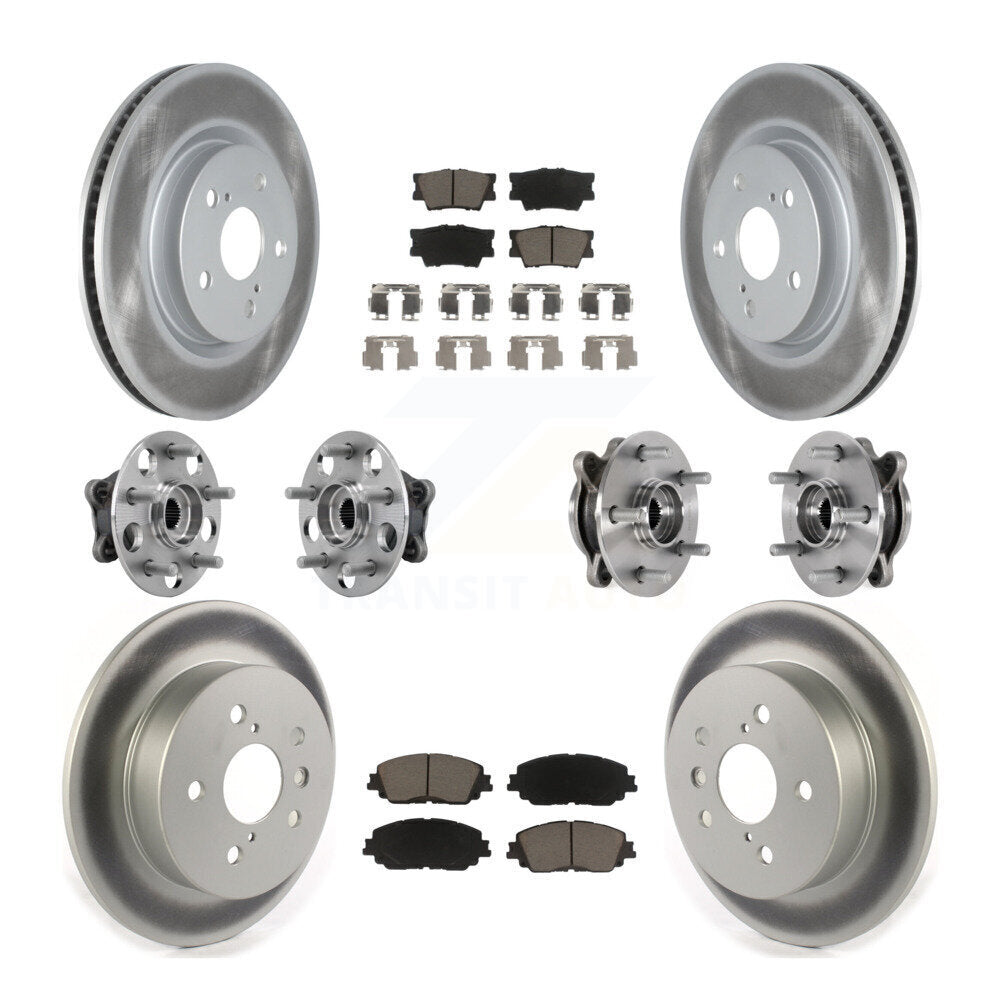Kit de rotor et de plaquettes de frein à disque revêtus de roulement de moyeu avant et arrière (10 pièces) pour Toyota Camr