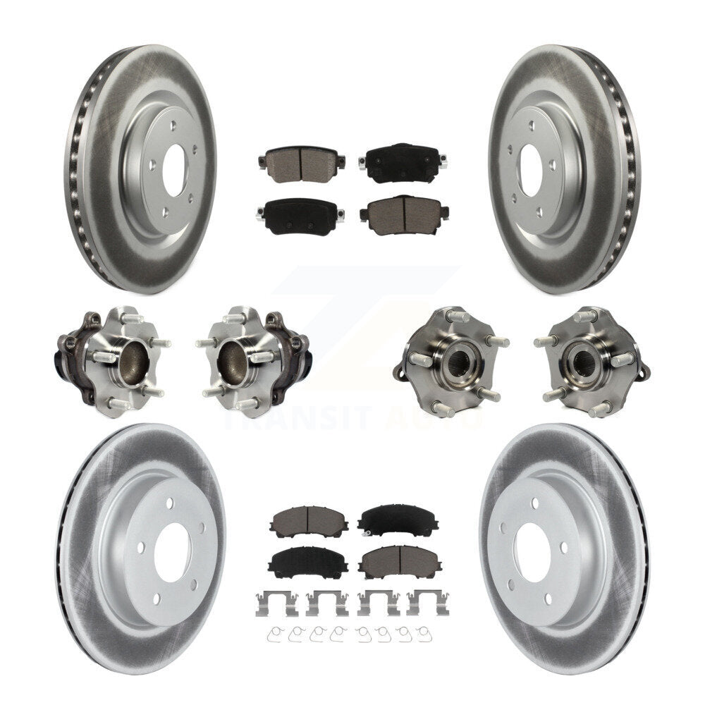 Kit de rotor et de plaquettes de frein à disque revêtus de roulement de moyeu avant et arrière (10 pièces) pour Nissan Rogu