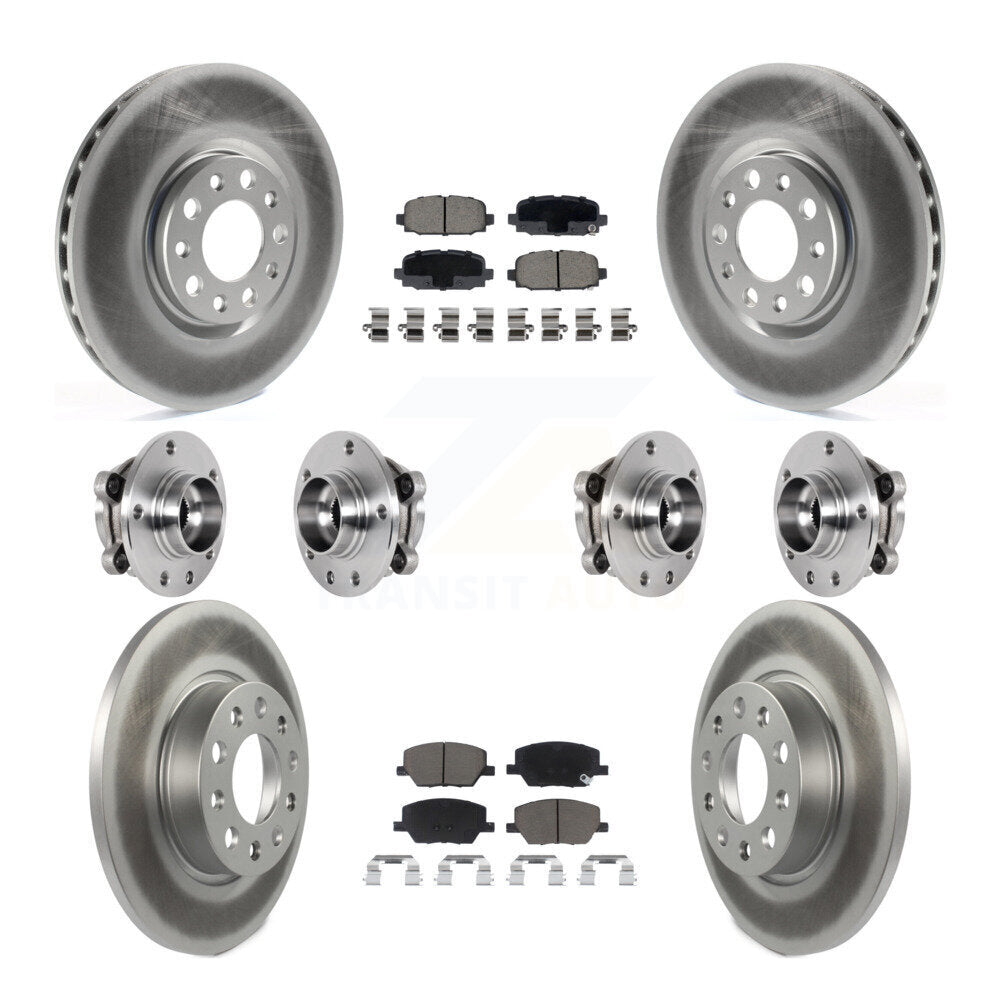 Kit de rotors et plaquettes de frein revêtus de roulement de moyeu avant et arrière (10 pièces) pour Jeep Compass AW