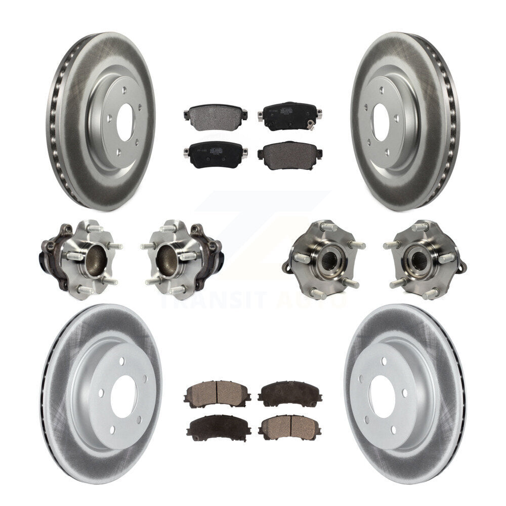 Kit de rotor et de plaquettes de frein à disque revêtus de roulement de moyeu avant et arrière (10 pièces) pour Nissan Rogu