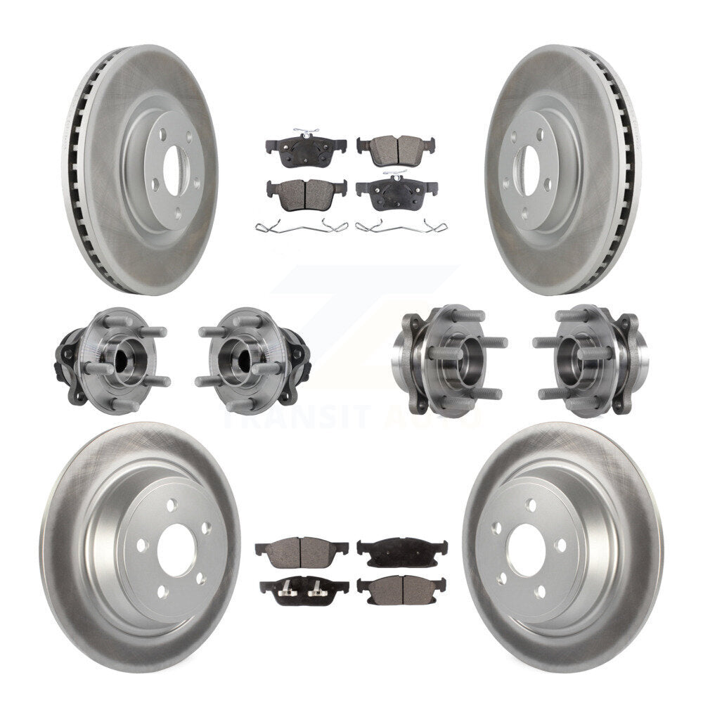 Kit de plaquettes de rotor de frein revêtues de roulement de moyeu avant et arrière (10 pièces) pour Ford Edge FW 15-18