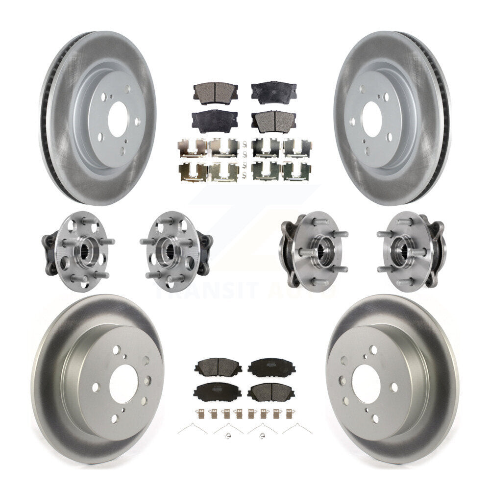 Kit de rotor et de plaquettes de frein à disque revêtus de roulement de moyeu avant et arrière (10 pièces) pour Toyota Camr