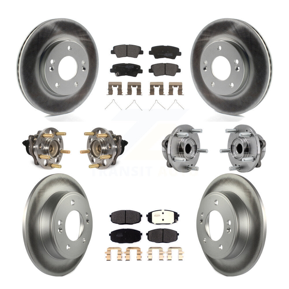 Kit de rotors et plaquettes de frein à disque revêtus de roulement de moyeu avant et arrière (10 pièces) pour Kia Sou