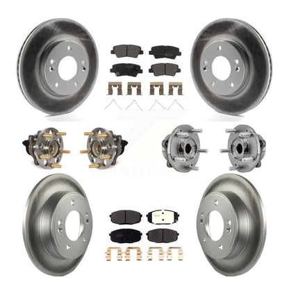 Kit de rotors et plaquettes de frein à disque revêtus de roulement de moyeu avant et arrière (10 pièces) pour Kia Sou