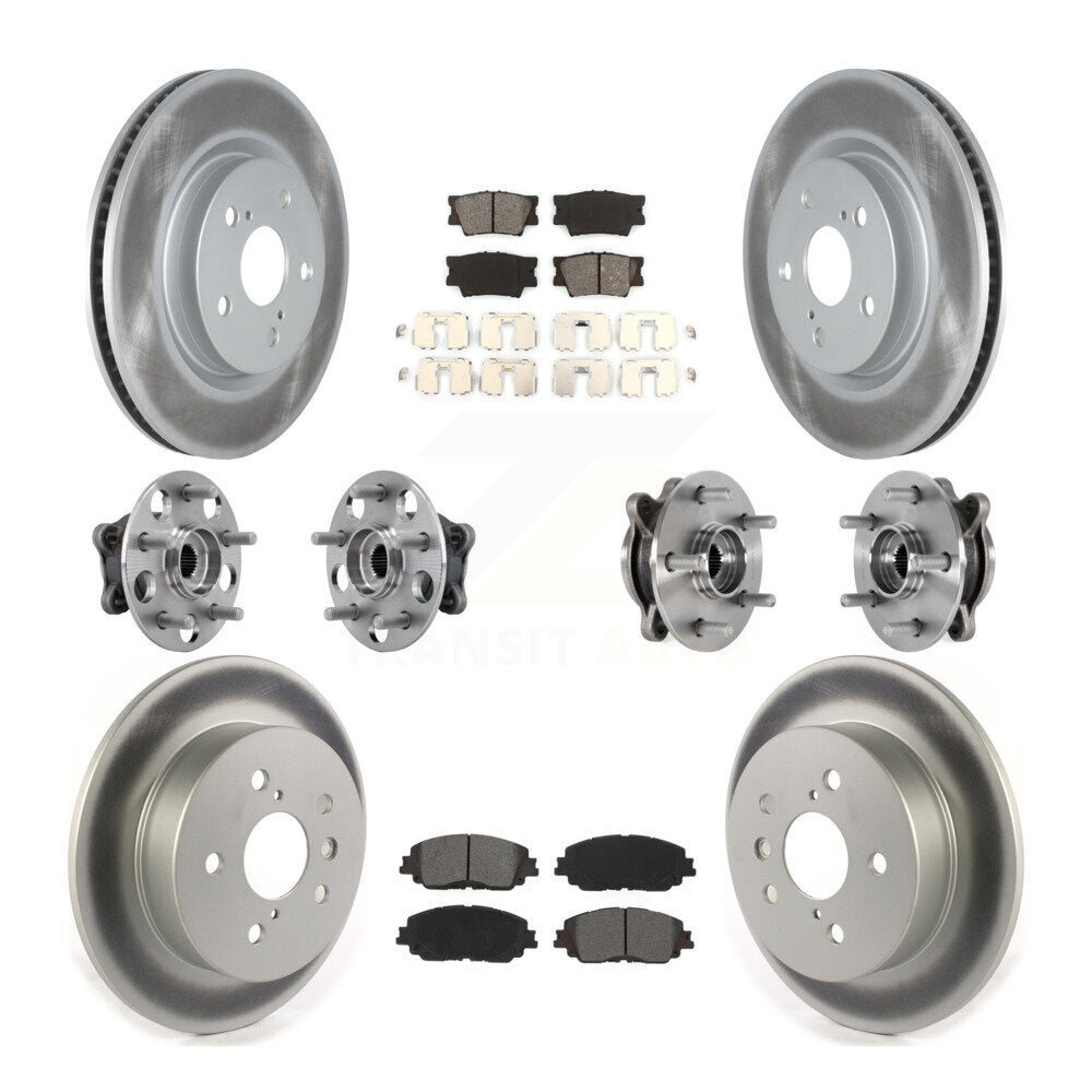 Kit de rotor et de plaquettes de frein à disque revêtus de roulement de moyeu avant et arrière (10 pièces) pour Toyota Camr