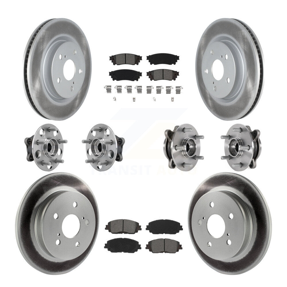 Kit de plaquettes de rotor de frein enduites de roulement de moyeu avant et arrière (10 pièces) pour Toyota Camry Lexu