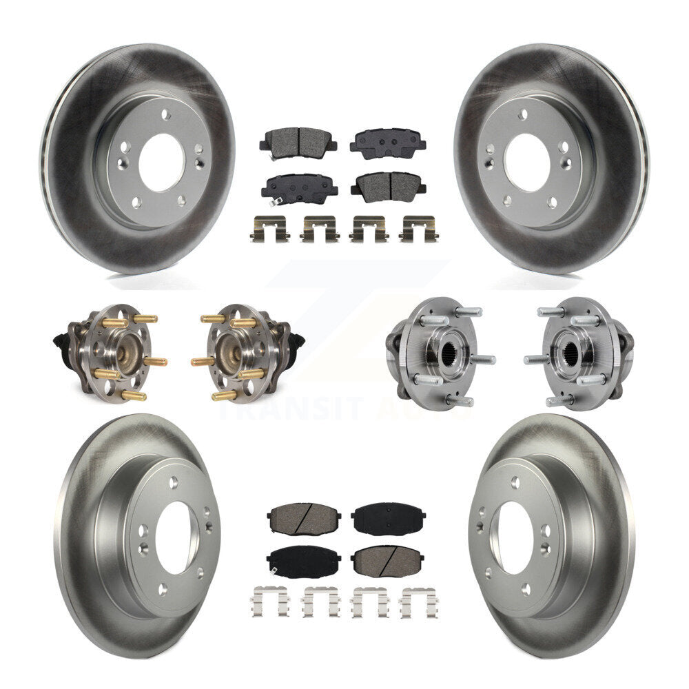 Kit de rotors et plaquettes de frein à disque revêtus de roulement de moyeu avant et arrière (10 pièces) pour Kia Sou