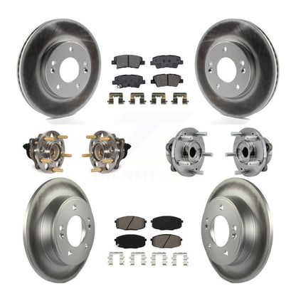 Kit de rotors et plaquettes de frein à disque revêtus de roulement de moyeu avant et arrière (10 pièces) pour Kia Sou