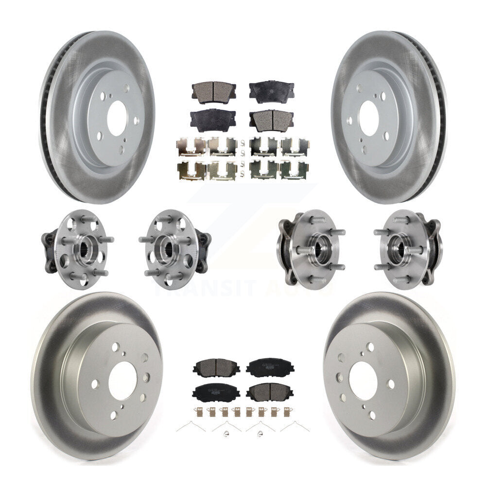 Kit de rotor et de plaquettes de frein à disque revêtus de roulement de moyeu avant et arrière (10 pièces) pour Toyota Camr