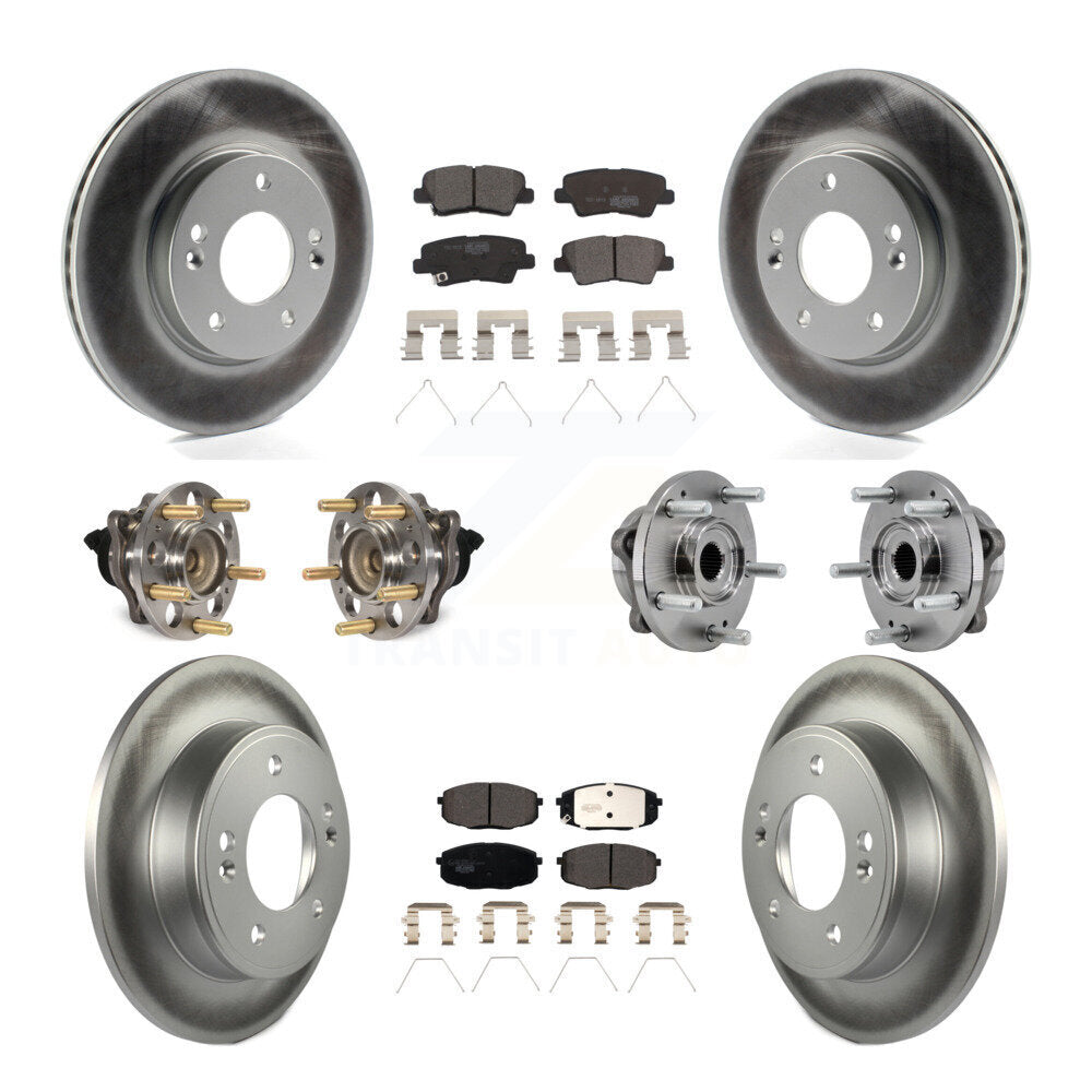 Kit de rotors et plaquettes de frein à disque revêtus de roulement de moyeu avant et arrière (10 pièces) pour Kia Sou
