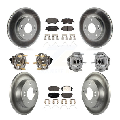 Kit de rotors et plaquettes de frein à disque revêtus de roulement de moyeu avant et arrière (10 pièces) pour Kia Sou