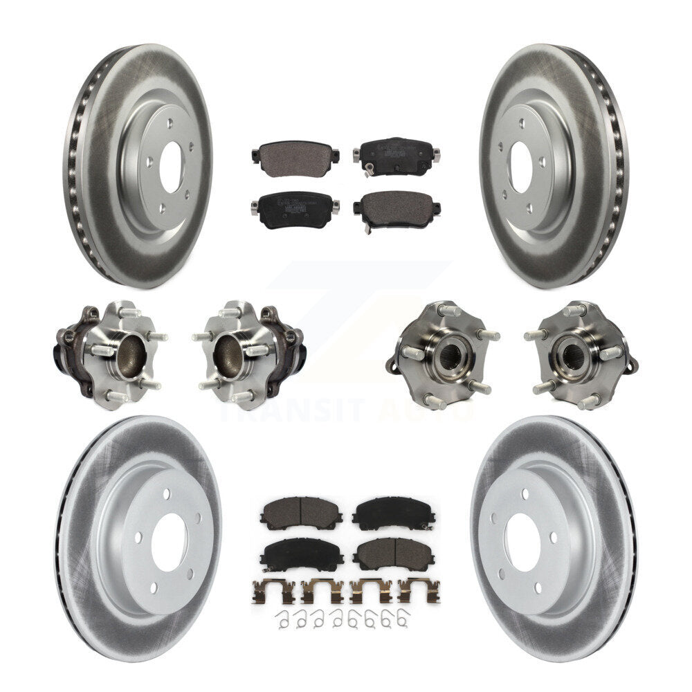 Kit de rotor et de plaquettes de frein à disque revêtus de roulement de moyeu avant et arrière (10 pièces) pour Nissan Rogu