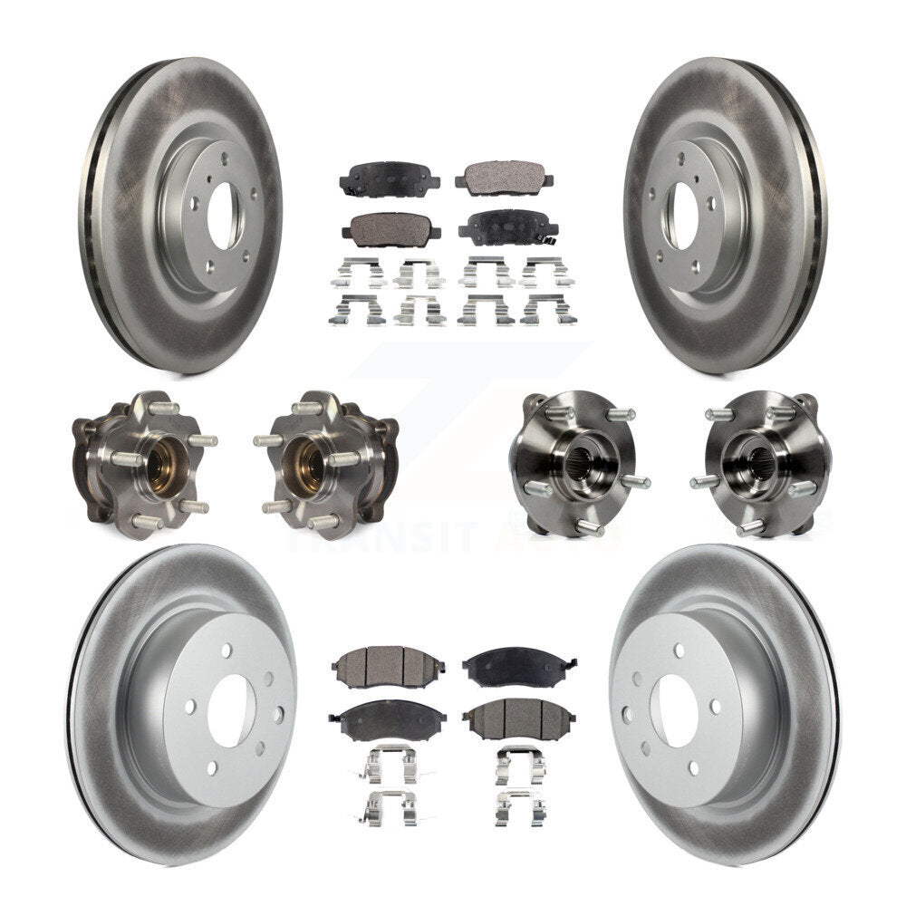 Kit de rotors et plaquettes de frein revêtus de roulement de moyeu avant et arrière (10 pièces) pour INFINITI M35 AW