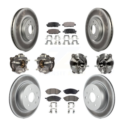 Kit de rotors et plaquettes de frein revêtus de roulement de moyeu avant et arrière (10 pièces) pour INFINITI M35 AW