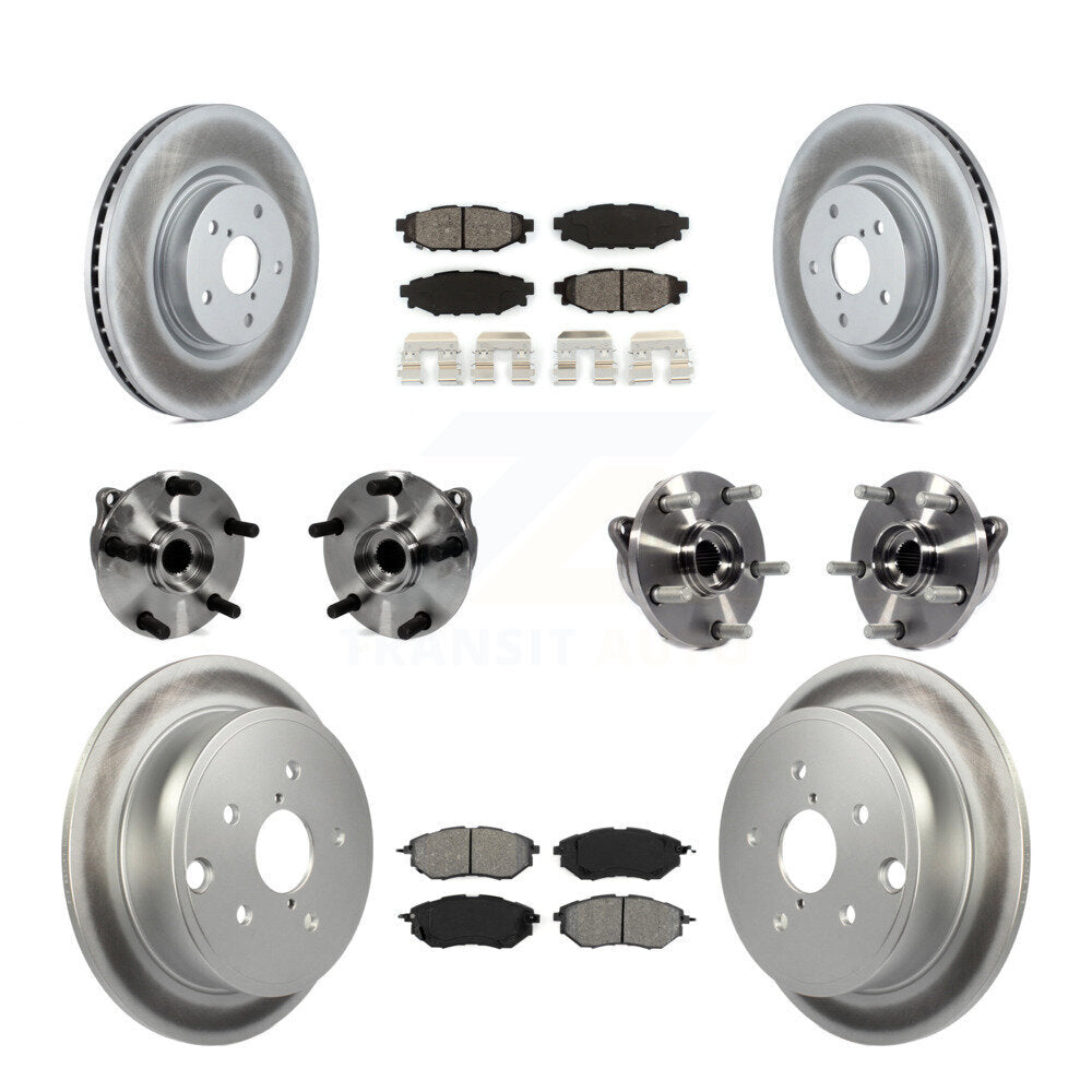 Kit de rotor et de plaquettes de frein à disque revêtus de roulement de moyeu avant et arrière (10 pièces) pour Subaru WR