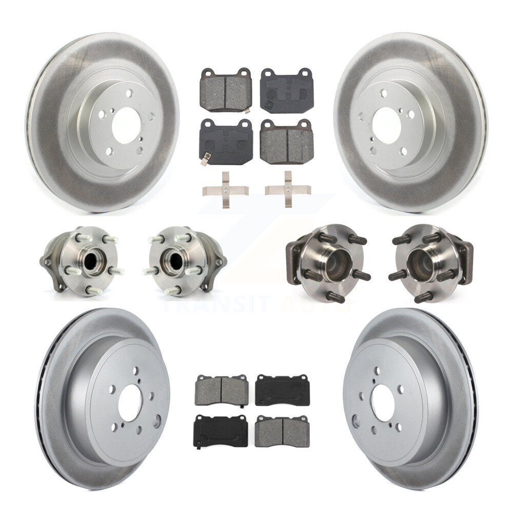 Kit de rotors et plaquettes de frein à disque revêtus de roulement de moyeu avant et arrière (10 pièces) pour Toyota 8