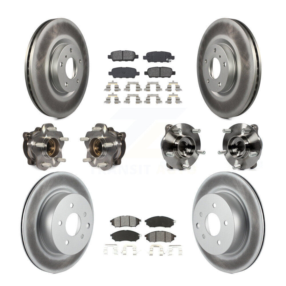 Kit de rotors et plaquettes de frein revêtus de roulement de moyeu avant et arrière (10 pièces) pour INFINITI M35 AW