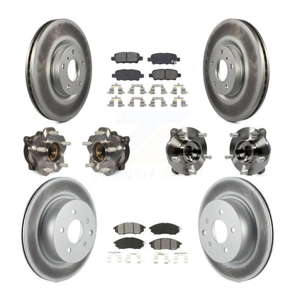 Kit de rotors et plaquettes de frein revêtus de roulement de moyeu avant et arrière (10 pièces) pour INFINITI M35 AW