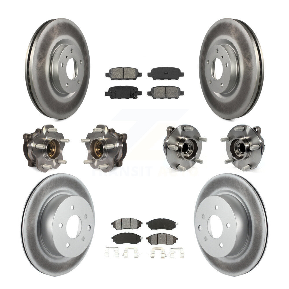 Kit de rotors et plaquettes de frein revêtus de roulement de moyeu avant et arrière (10 pièces) pour INFINITI M35 RW