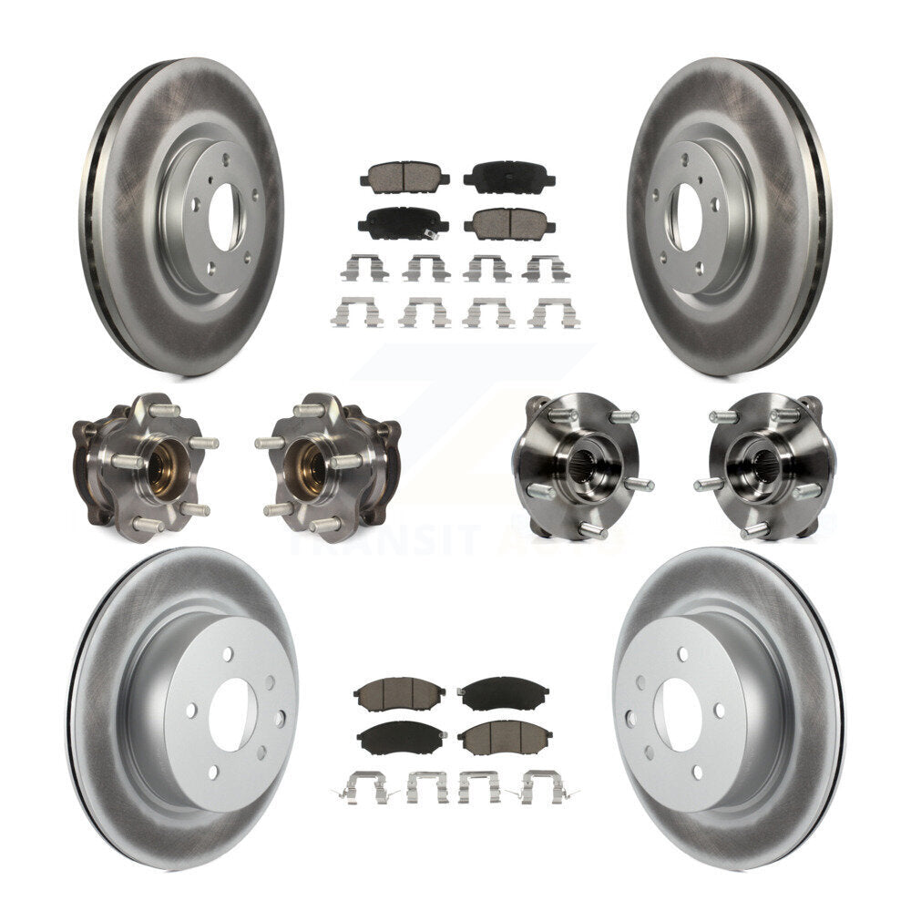 Kit de rotors et plaquettes de frein revêtus de roulement de moyeu avant et arrière (10 pièces) pour INFINITI M35 AW