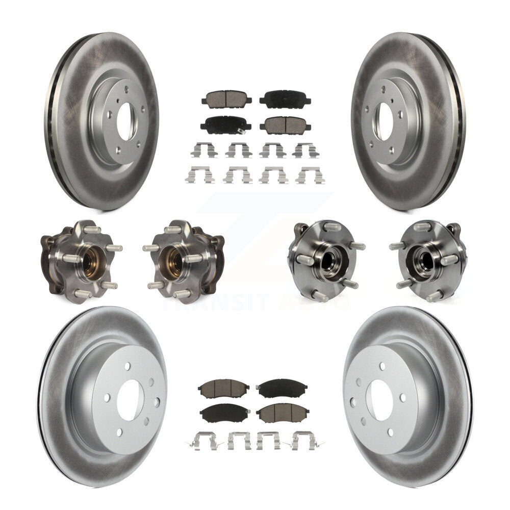 Kit de rotors et plaquettes de frein revêtus de roulement de moyeu avant et arrière (10 pièces) pour INFINITI M35 RW