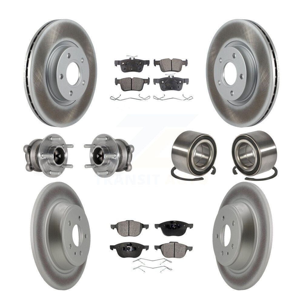 Kit de rotors et plaquettes de frein à disque revêtus de roulement de moyeu avant et arrière (10 pièces) pour Ford Escap