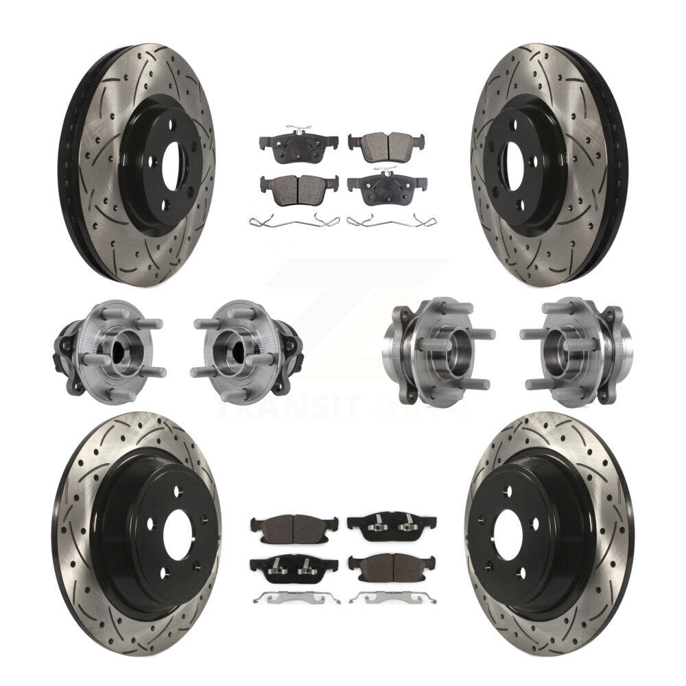 Kit de plaquettes de rotor de frein revêtues de roulement de moyeu avant et arrière (10 pièces) pour Ford Edge FW 15-18