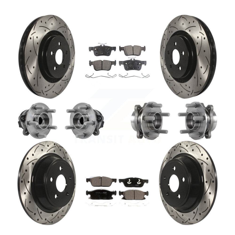 Kit de plaquettes de Rotor de frein revêtues de roulement de moyeu avant et arrière (10 pièces) pour Lincoln Continenta