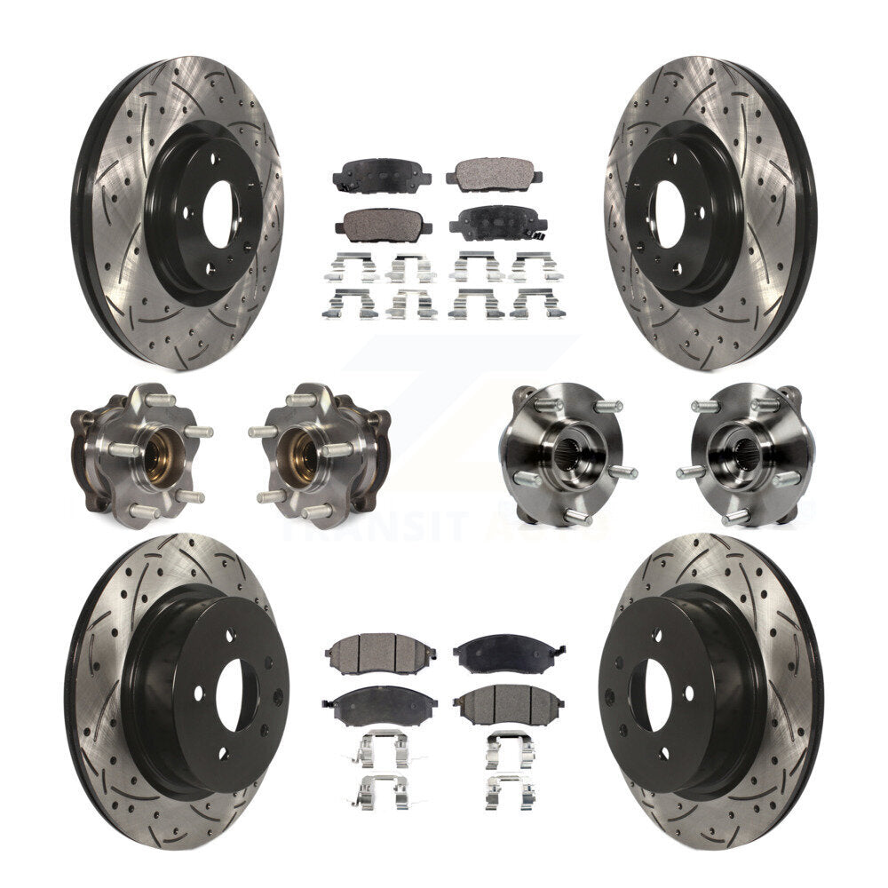 Kit de rotors et plaquettes de frein revêtus de roulement de moyeu avant et arrière (10 pièces) pour INFINITI M35 AW
