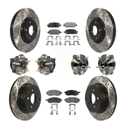 Kit de rotors et plaquettes de frein revêtus de roulement de moyeu avant et arrière (10 pièces) pour INFINITI M35 AW